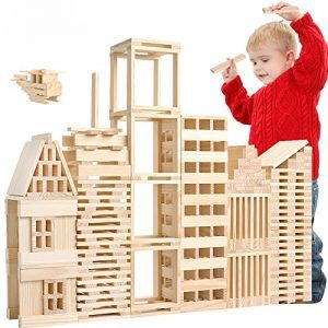 Loobani 100 Pcs Kids Toddlers Building Blocks Wooden Toys Set