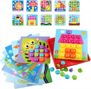  AMOSTING Color Matching Mosaic Pegboard Early Learning Educational Toys for Boys & Girls