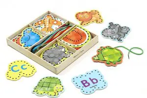 Melissa & Doug Alphabet Wooden Lacing Cards With Double-Sided Panels and Matching Laces