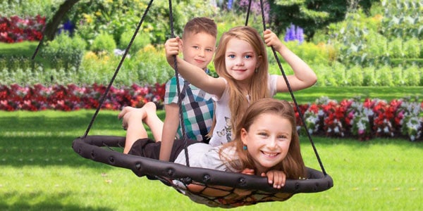 Indoor Outdoor Backyard Swing Sets with Adjustable Hanging Ropes Steel Frame KOTEK 40” Saucer Tree Swing for Kids Camo Green Easy Setup Swing for Children Adults 