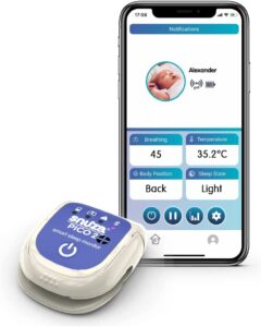 Snuza Pico 2 Smart Baby Movement Monitor with Mobile App - Works Anywhere with or Without Your Phone to Track Breathing Motion, Body Position and Skin Temperature with Real-time alerts 