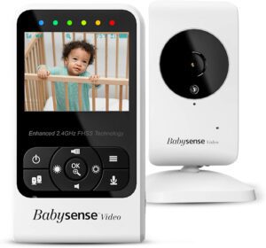 Babysense New Video Baby Monitor with Camera and Audio, Long Range, Room Temperature, Infrared Night Vision, Two Way Talk Back, Lullabies and High Capacity Battery